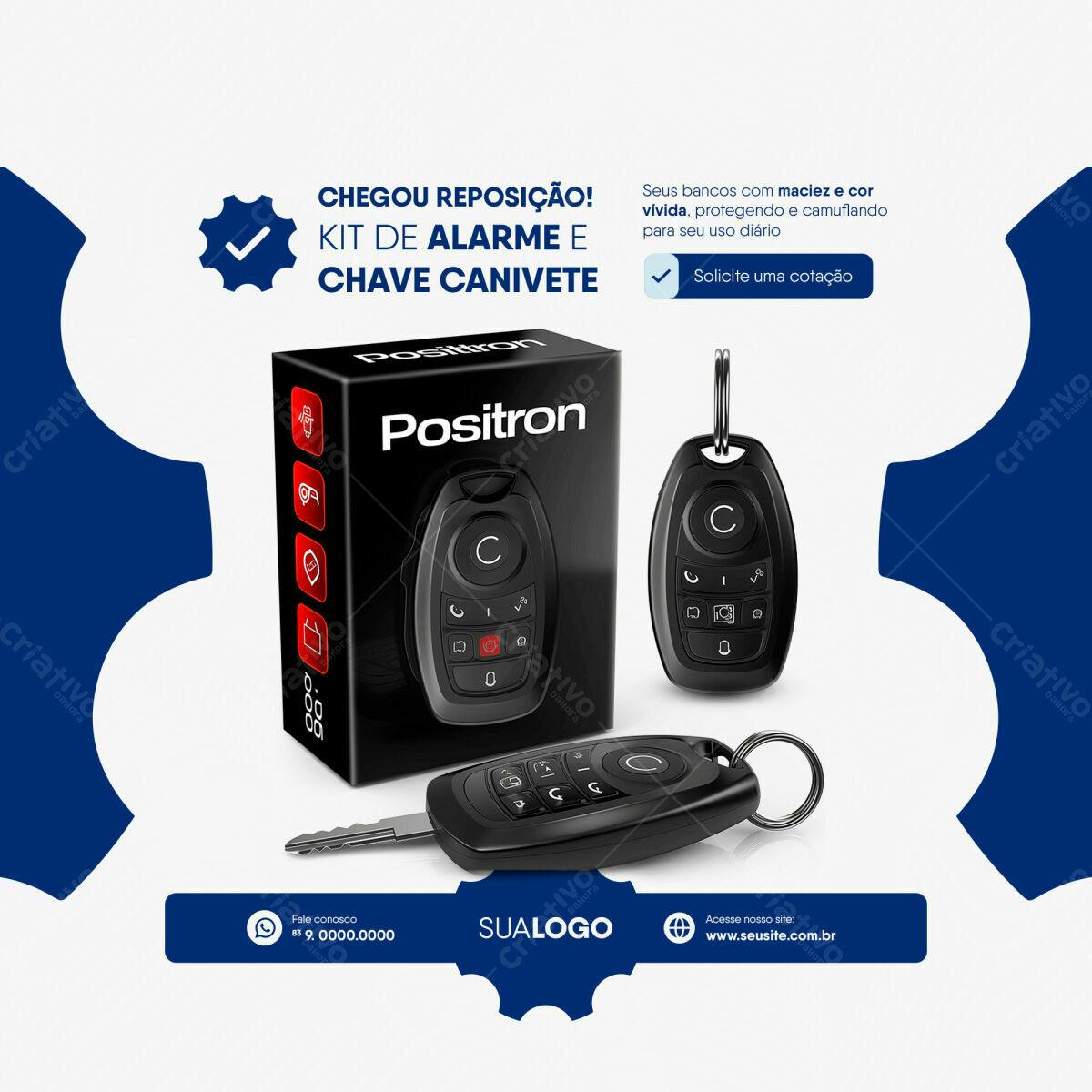 Kit de Alarme e Chave Canivete Positron PSD Editável