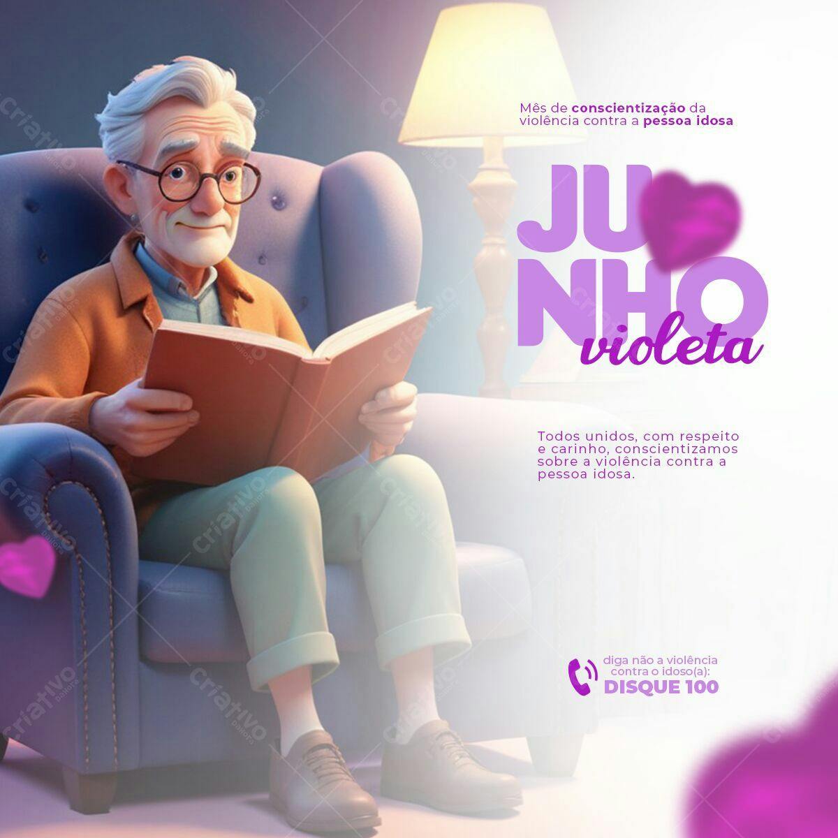 Post para o Junho Violeta PSD Editável