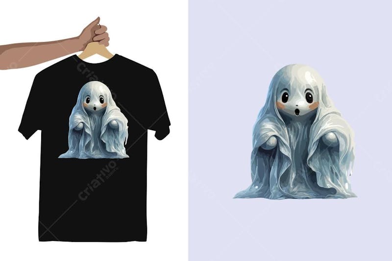 Design fofo de camiseta de halloween com sublimao de fantasma