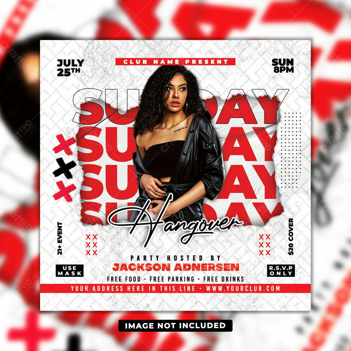 Flyer para Festa Sunday Hangover PSD Editável