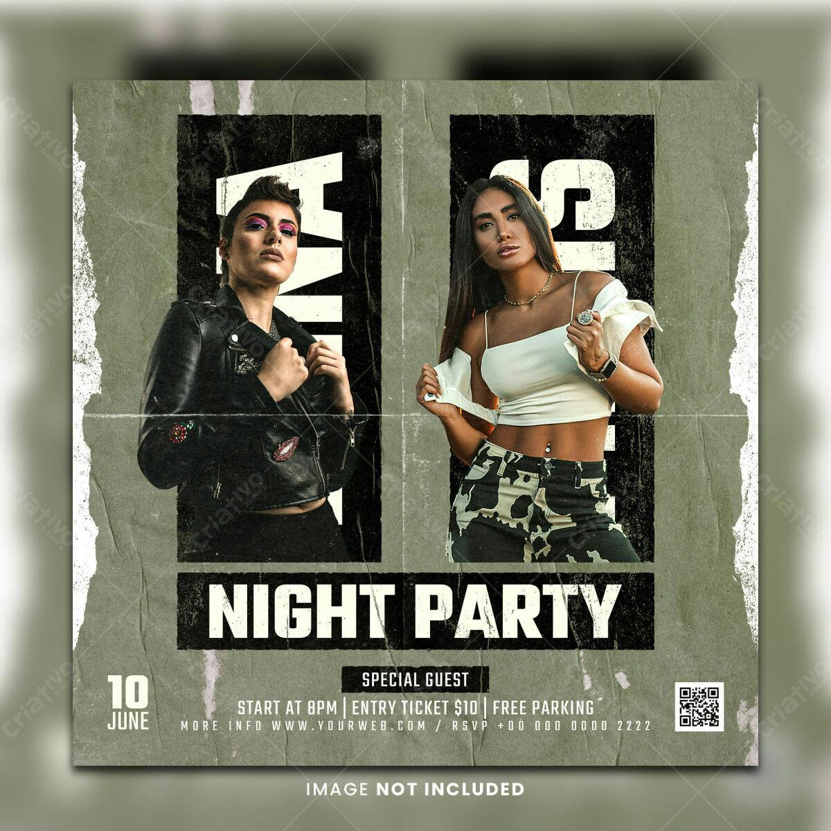 Flyer para Festa Noturna PSD Editável