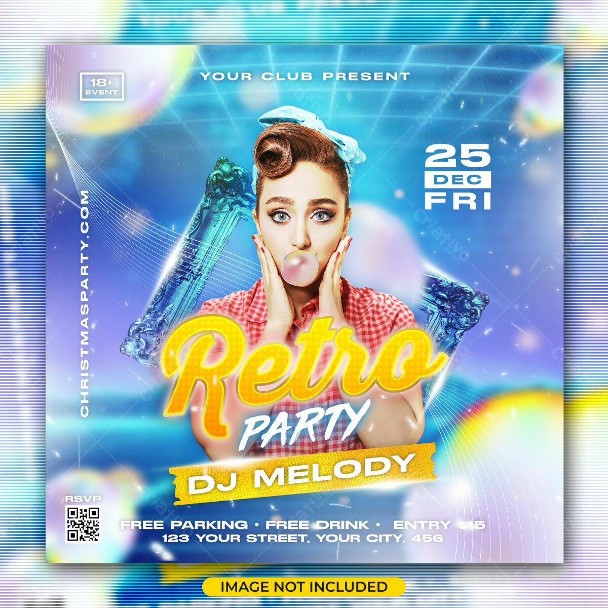Flyer para Festa Retro Natalina PSD Editável