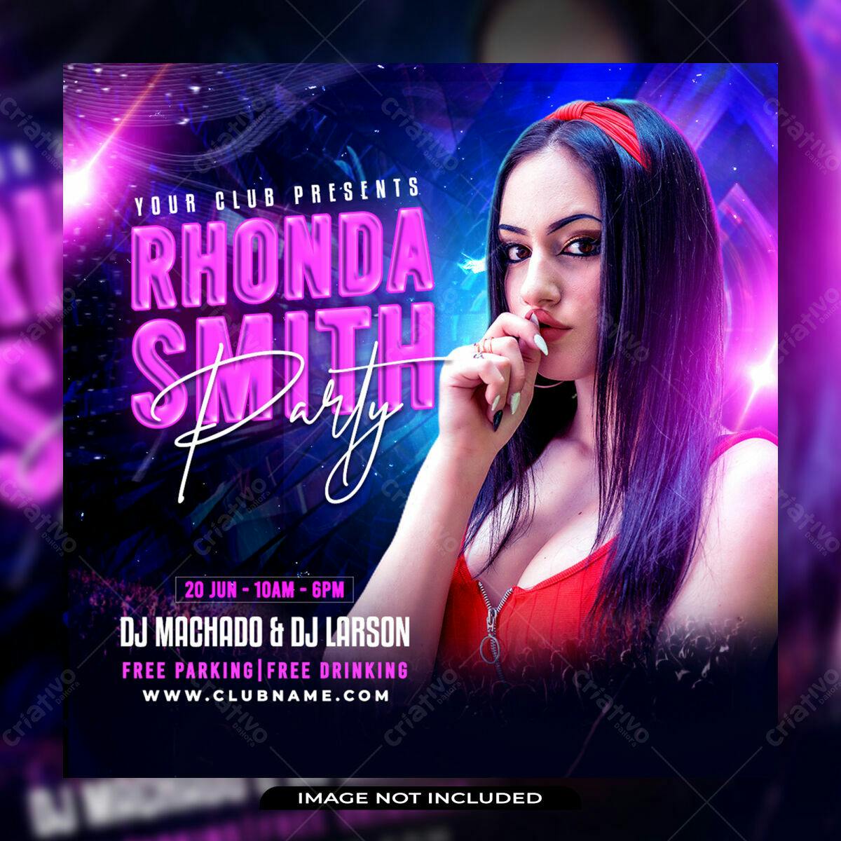 Flyer para Festa Rhonda Smith PSD Editável