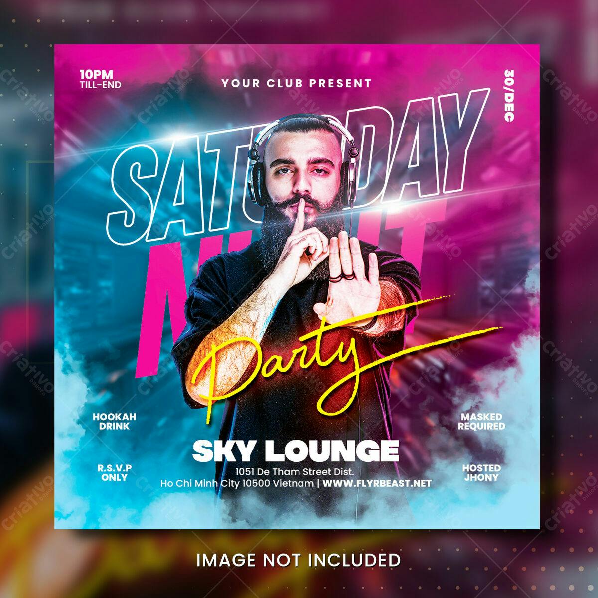 Flyer para Festa de Sábado à Noite PSD Editável