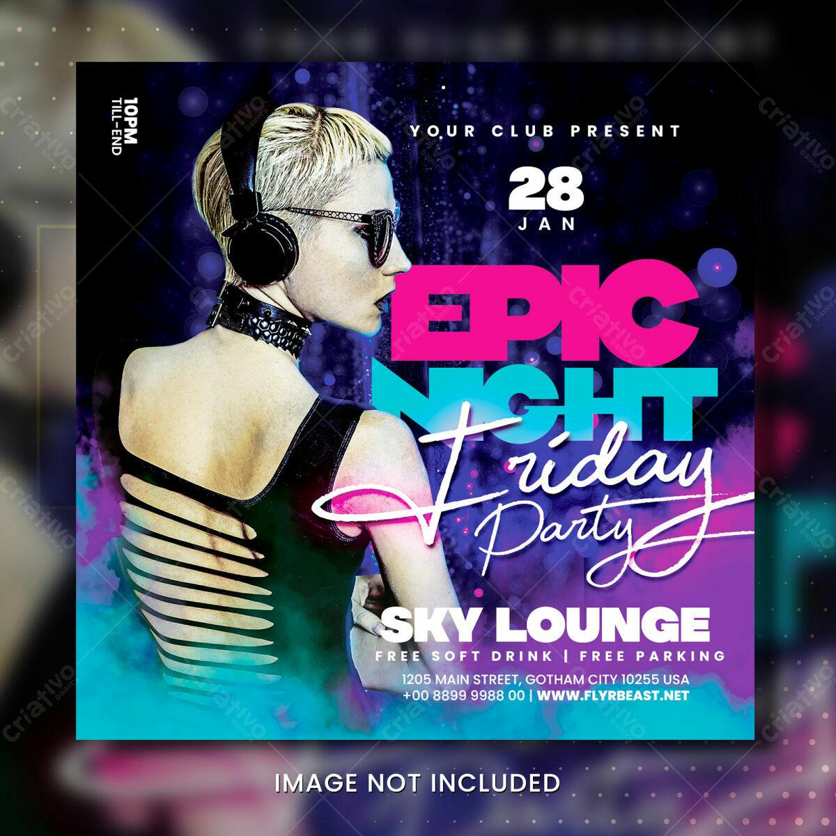 Flyer para Festa Epic Night Friday PSD Editável