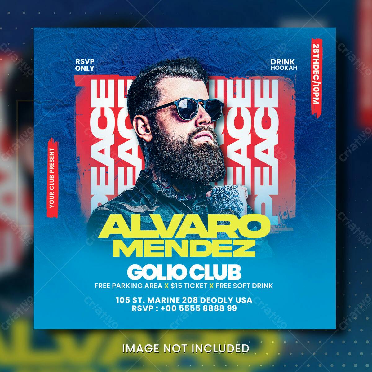 Flyer para Festa com DJ Alvaro Mendez PSD Editável