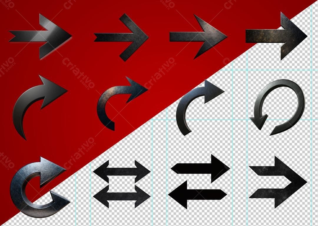 Pack de Setas Metálicas PSD Editável