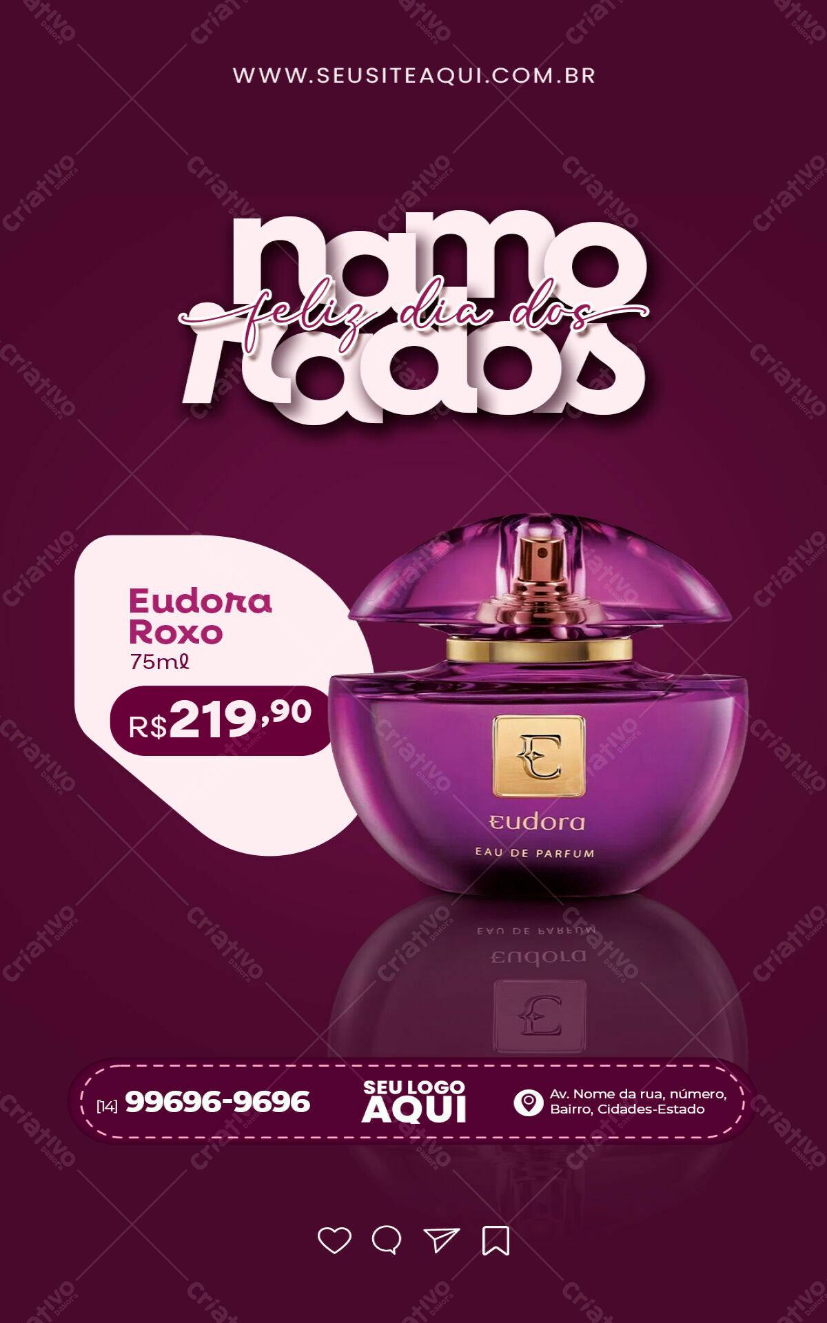 Flyer Dia dos Pais Eudora Roxo PSD Editável