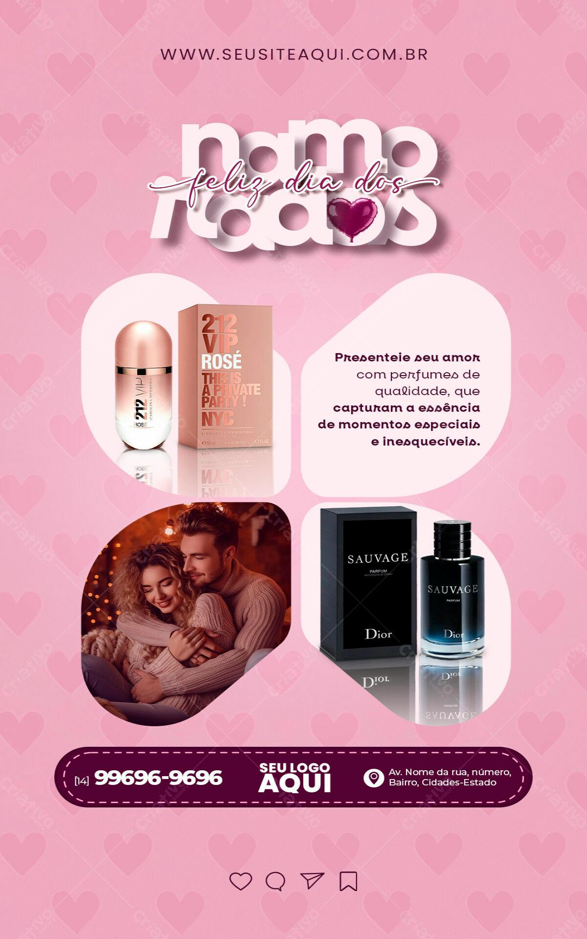 Flyer Dia dos Namorados com Perfumes PSD Editável