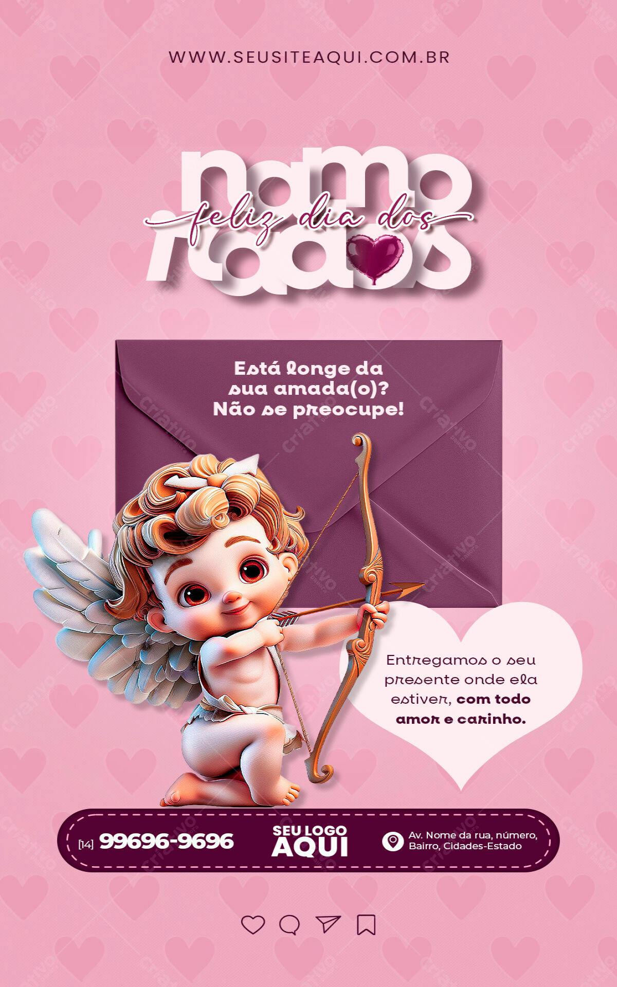 Flyer Dia dos Namorados com Cupido PSD Editável