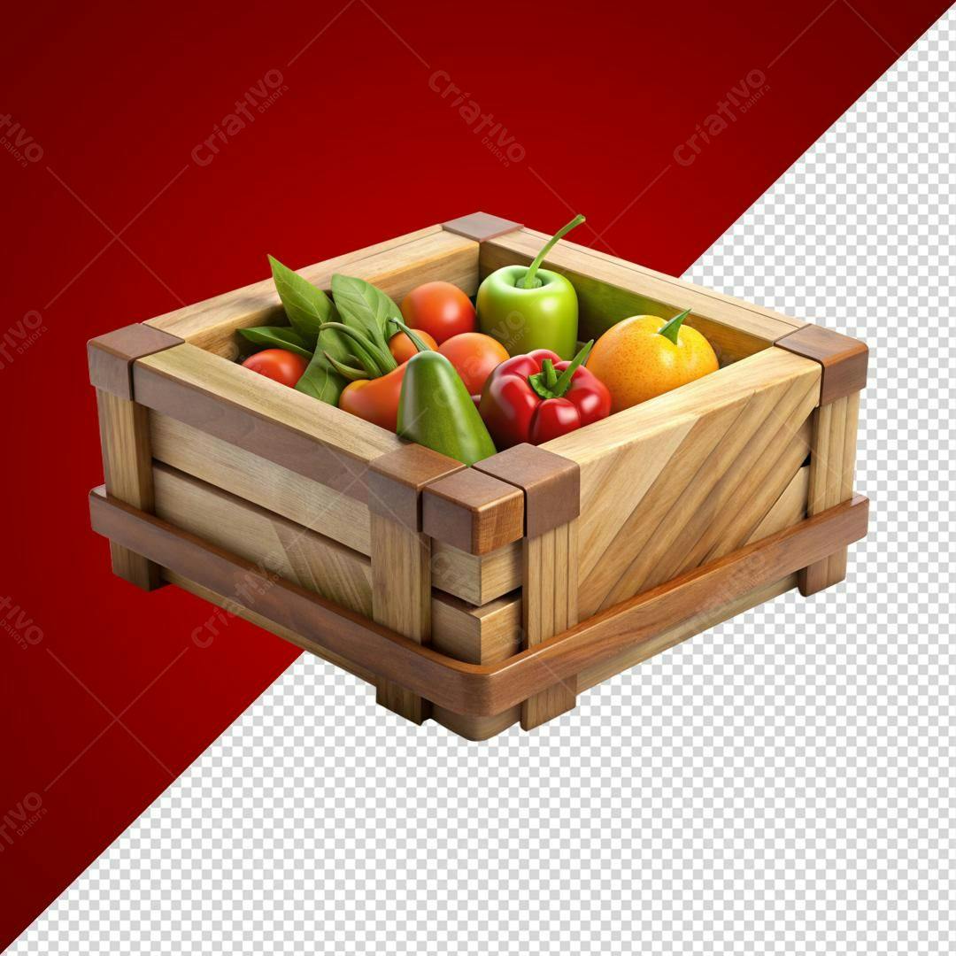 Icone Frutas e Legumes Caixa Madeira PNG com fundo transparente