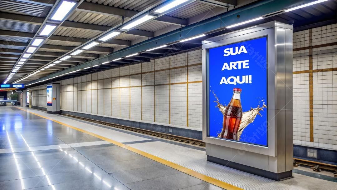 Mockup de Anúncio em Metrô: Design Moderno e Realista