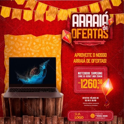 Flyer Arraia de Ofertas PSD Editável