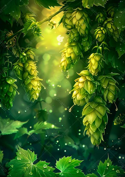 Imagem De Fundo Lúpulos Verdes Pendurados Em Vinhas 2