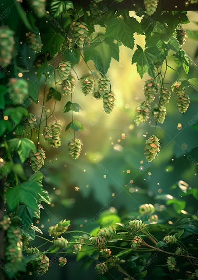 Imagem De Fundo Lúpulos Verdes Pendurados Em Vinhas 3