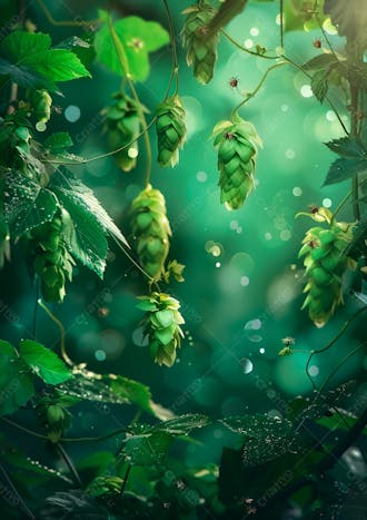 Imagem de fundo lúpulos verdes pendurados em vinhas 4