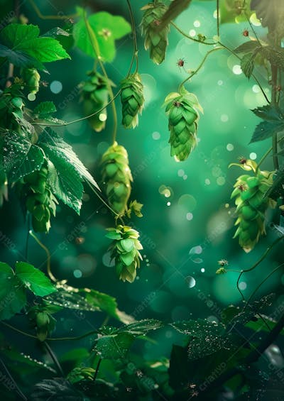 Imagem De Fundo Lúpulos Verdes Pendurados Em Vinhas 4