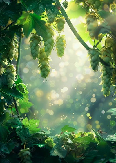Imagem De Fundo Lúpulos Verdes Pendurados Em Vinhas 5