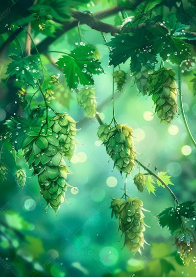 Imagem De Fundo Lúpulos Verdes Pendurados Em Vinhas 7
