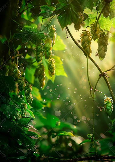 Imagem De Fundo Lúpulos Verdes Pendurados Em Vinhas 8