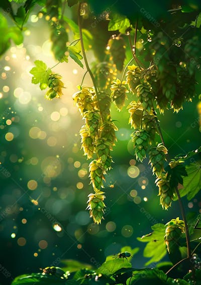 Imagem De Fundo Lúpulos Verdes Pendurados Em Vinhas 9