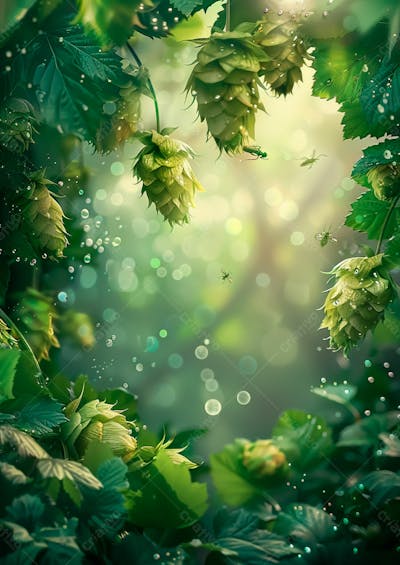 Imagem De Fundo Lúpulos Verdes Pendurados Em Vinhas 12