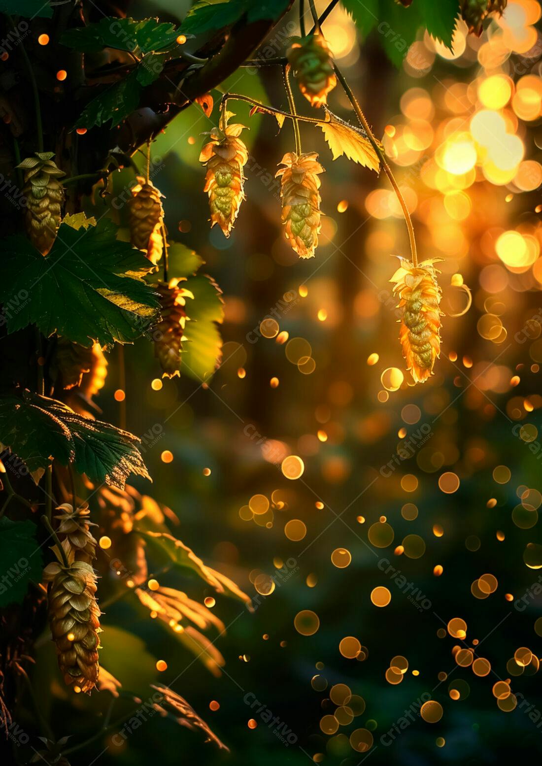 Lupulos dourados ao pôr do sol