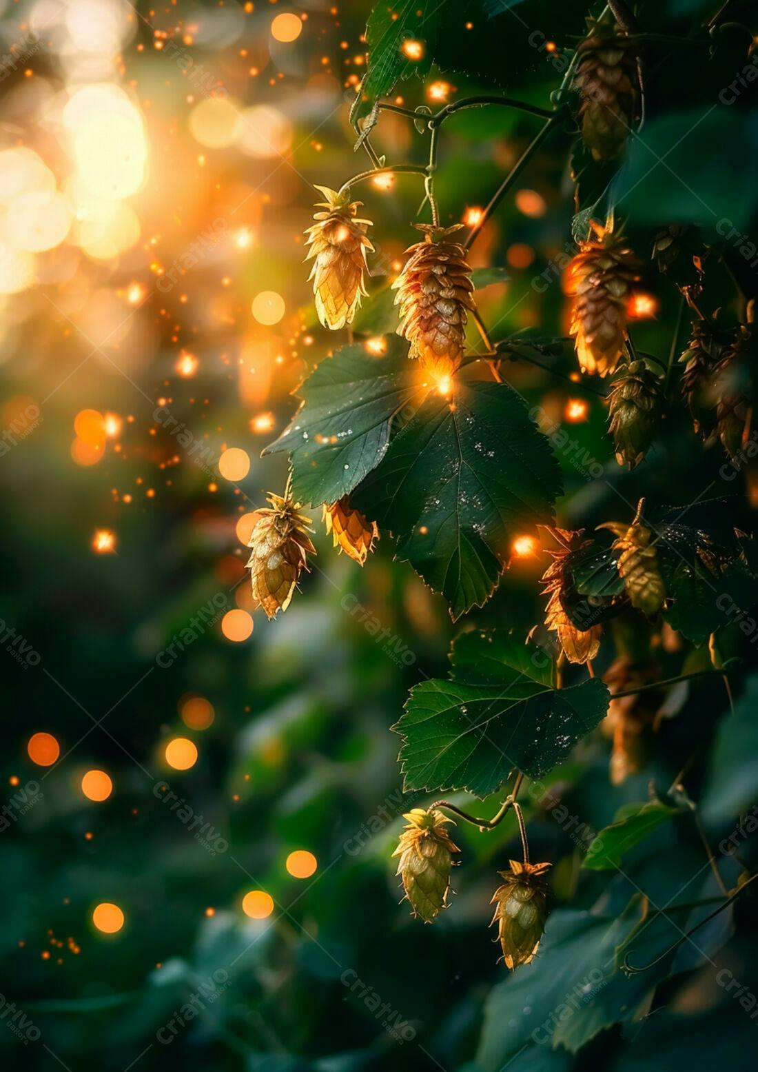 Lupulos dourados ao entardecer