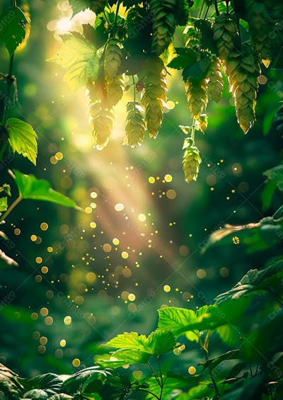 Imagem De Fundo Lúpulos Verdes Pendurados Em Vinhas 17