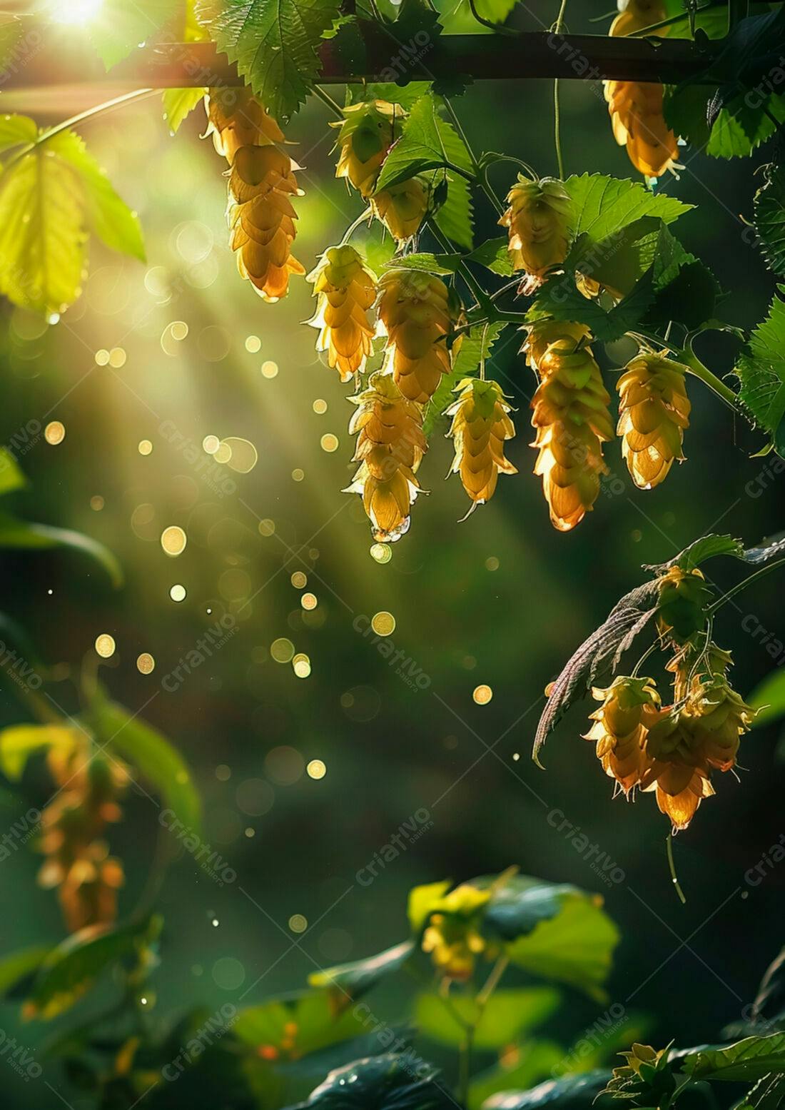 Lupulos dourados ao entardecer