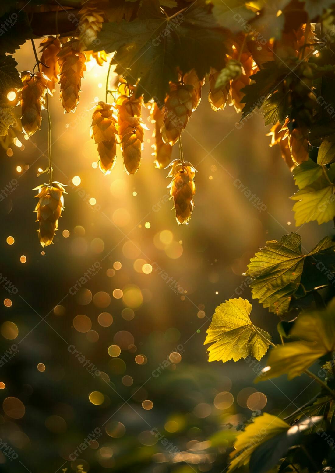 Lupulos dourados ao entardecer