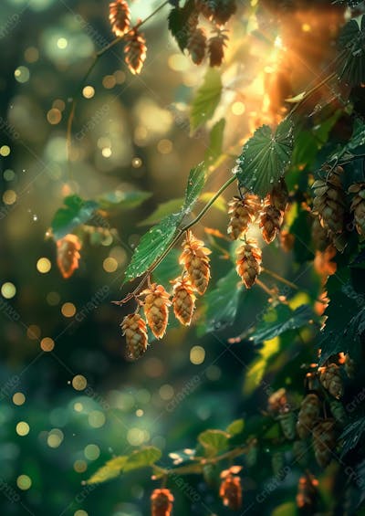 Imagem De Fundo Lúpulos Verdes Pendurados Em Vinhas 22