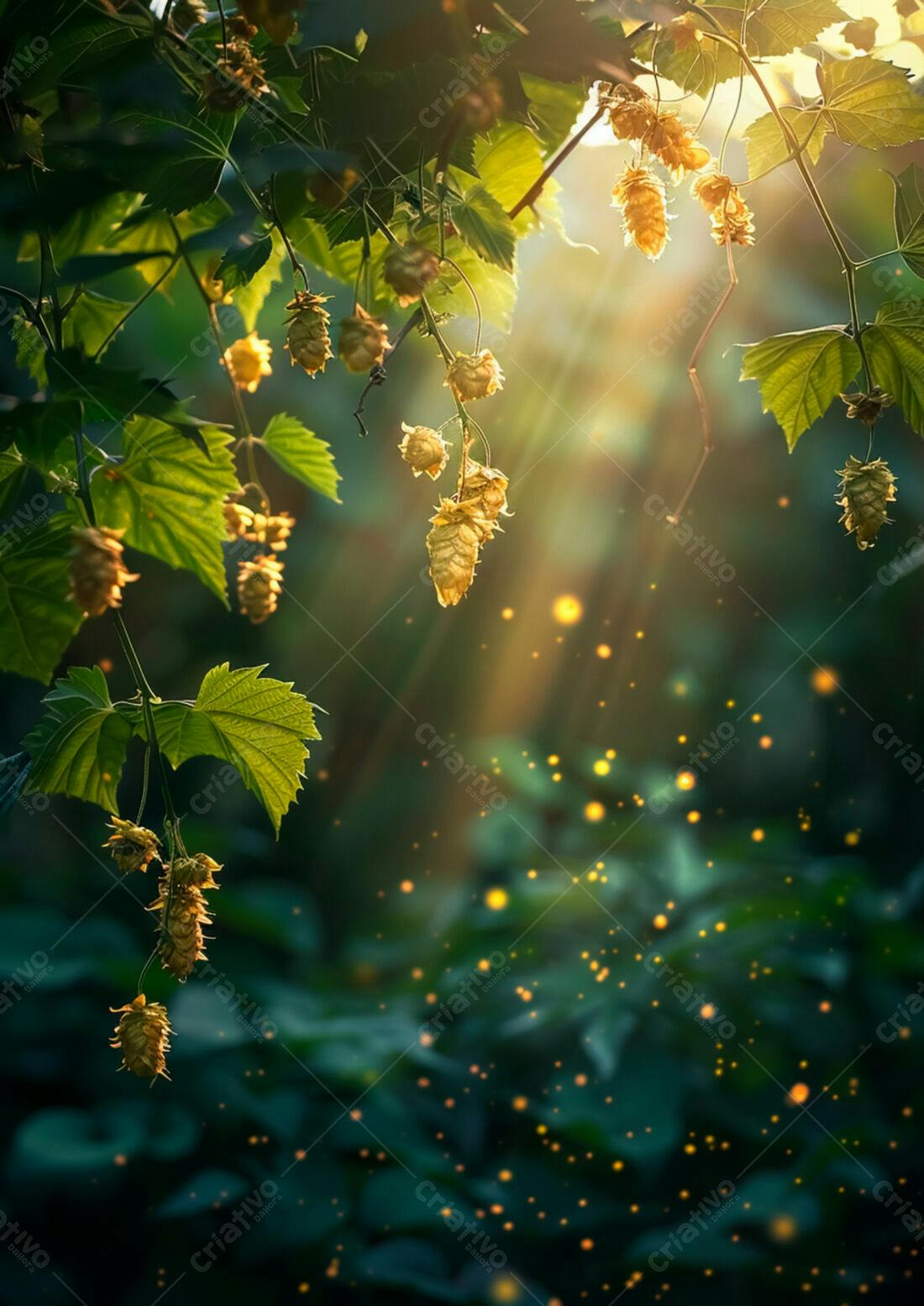 Lupulos dourados ao sol da manhã