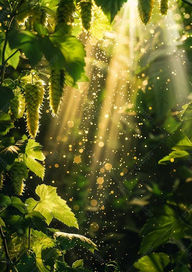 Imagem de fundo lúpulos verdes pendurados em vinhas 34