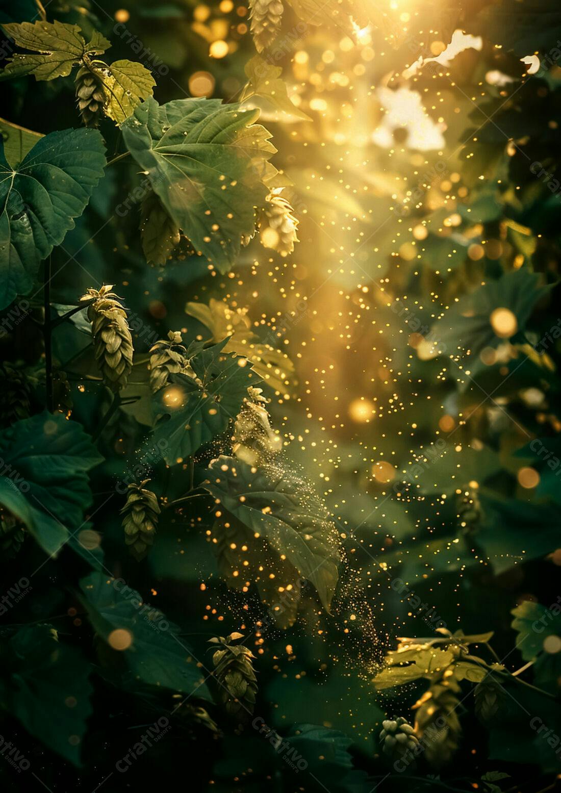 Lupulos dourados sob luz solar