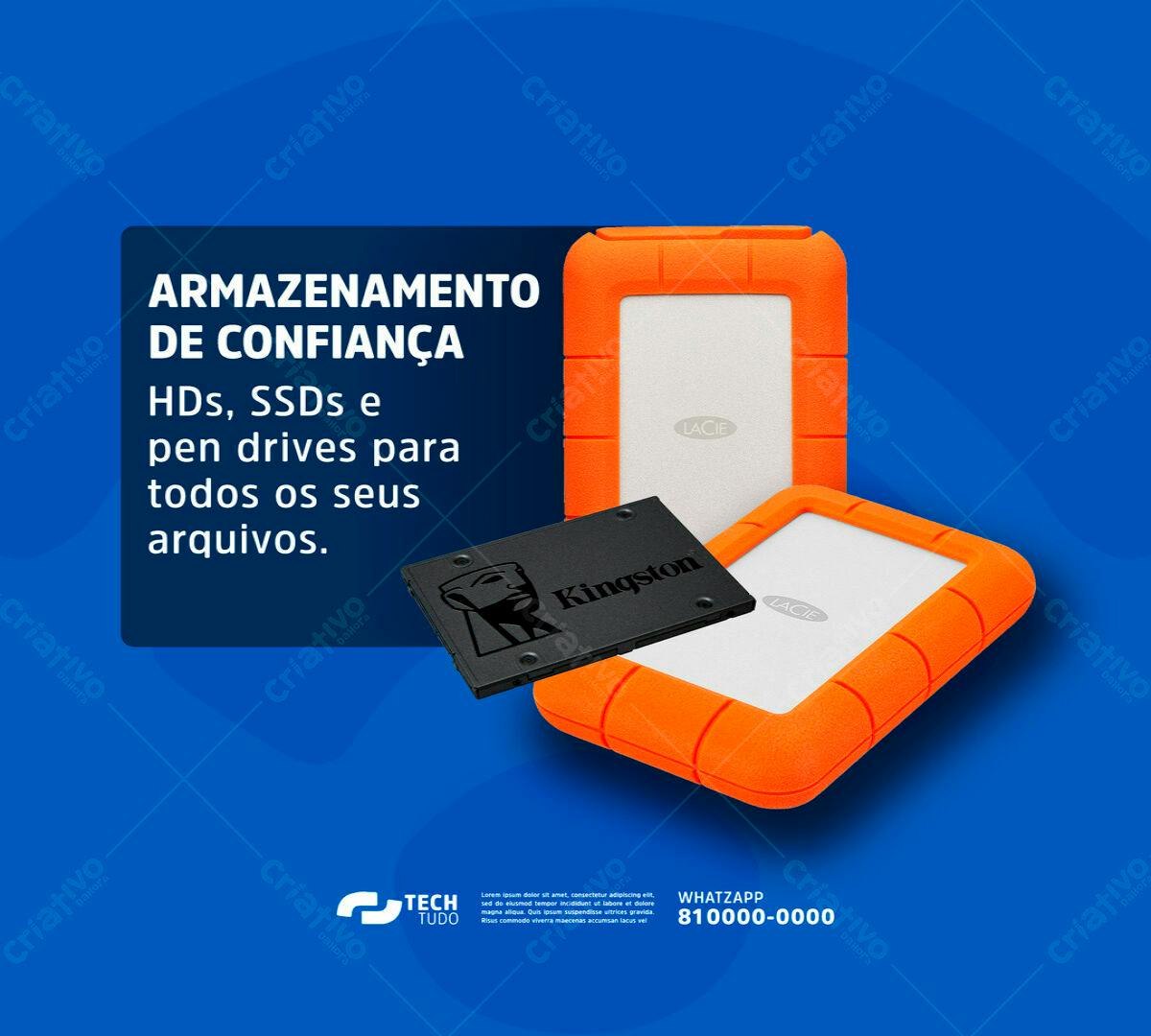 Banner Publicitário Armazenamento de Dados PSD Editável