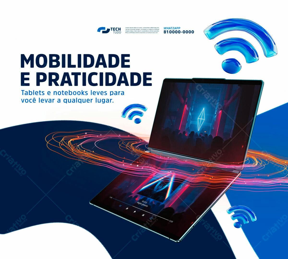 Banner Tecnologia para Mobilidade e Praticidade PSD Editável