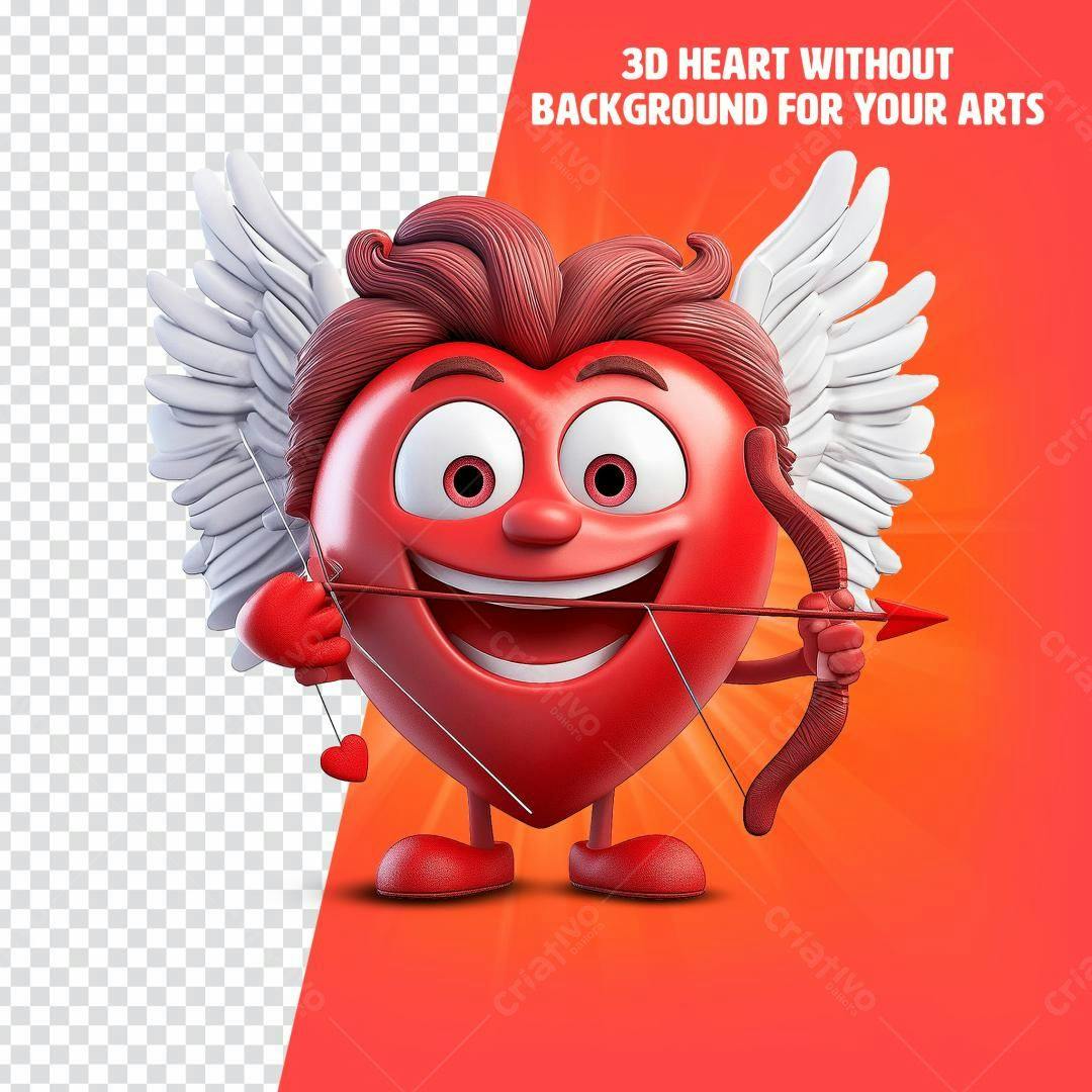 Personagem Cupido 3D para Dia dos Namorados PSD Editável