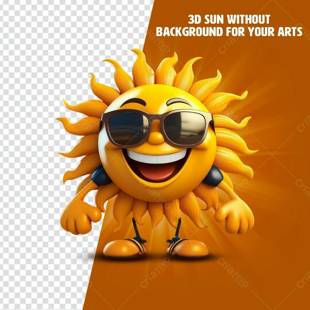 Emoji Sol 3D De Óculos PNG