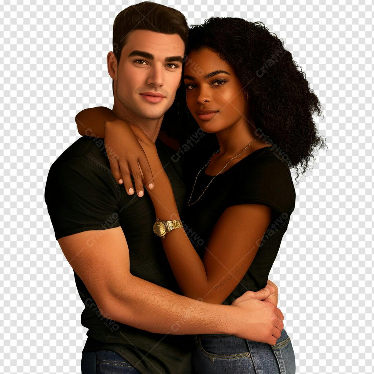 Imagem de Casal Romântico Abraçados PSD Editável