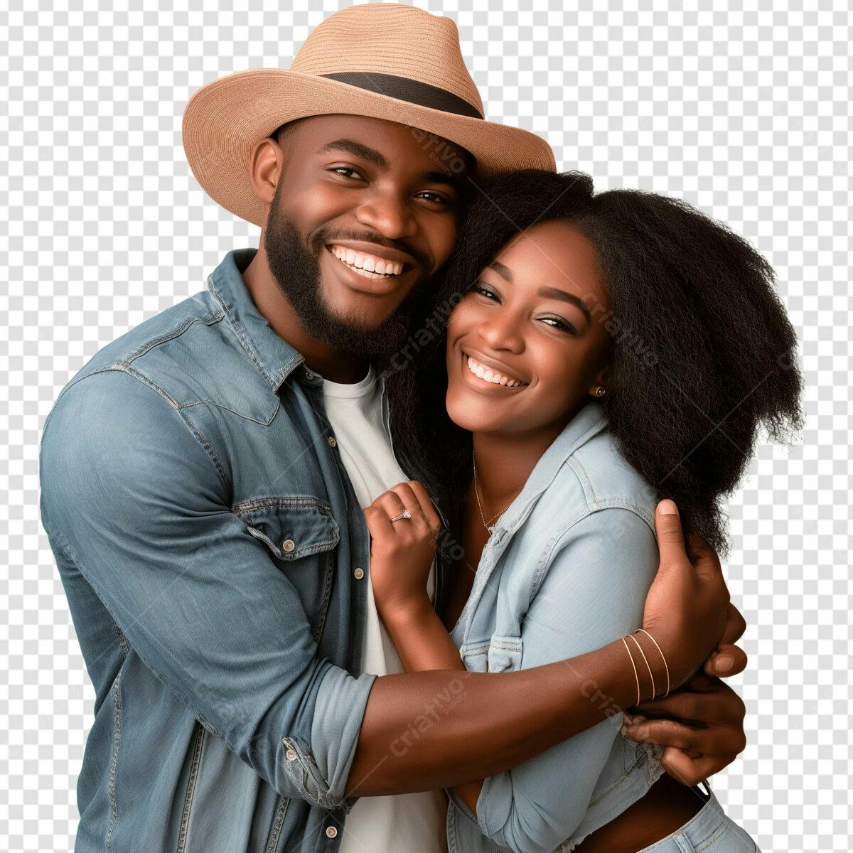 Imagem de Casal Afrodescendente Abraçado PSD Editável