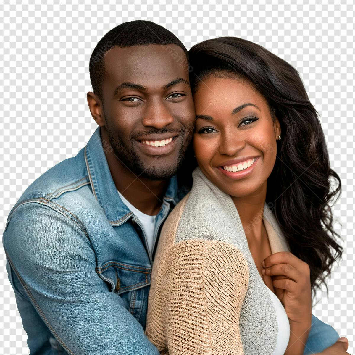 Imagem de Casal Afrodescendente Amoroso PSD Editável