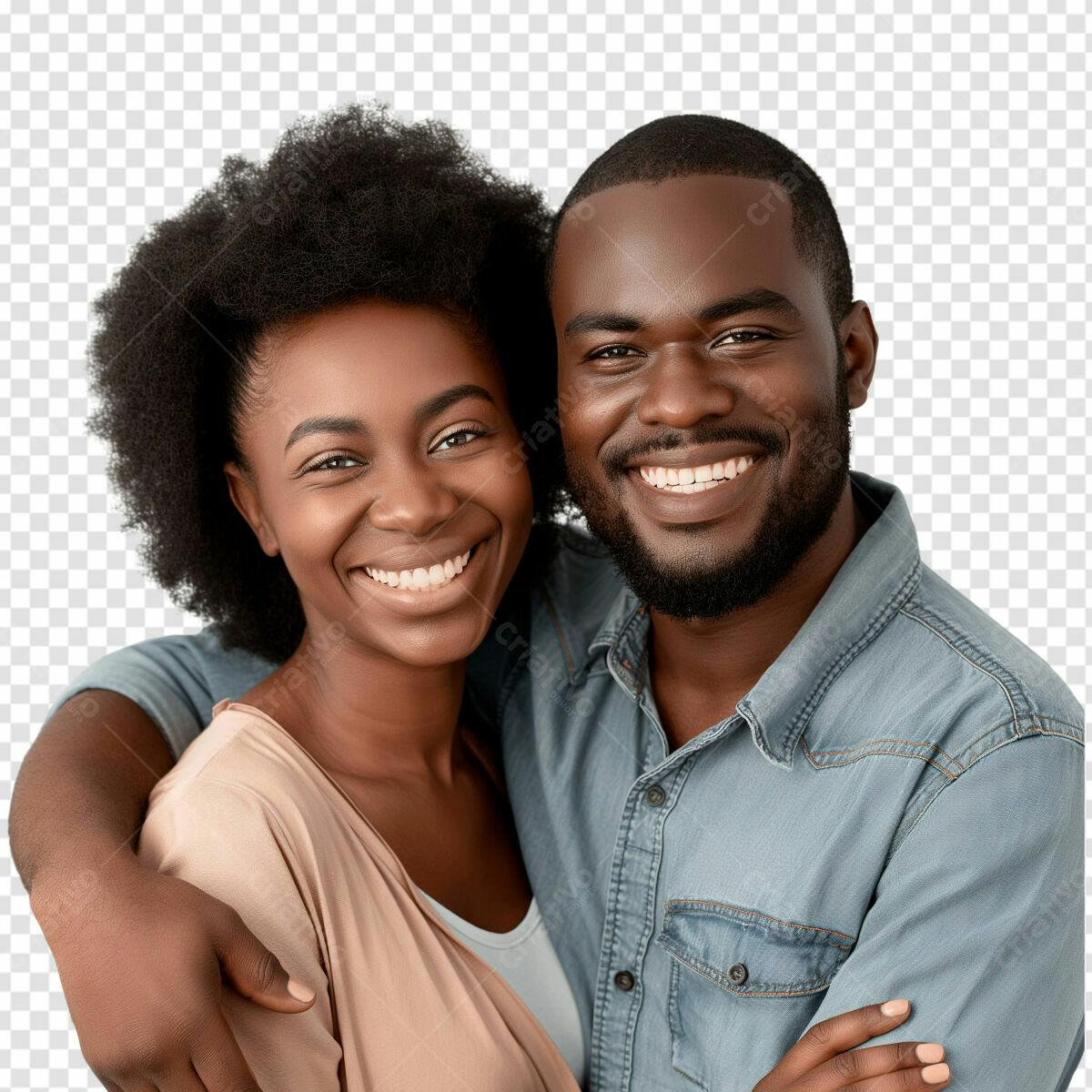 Foto de Casal Negro Sorrindo PSD Editável