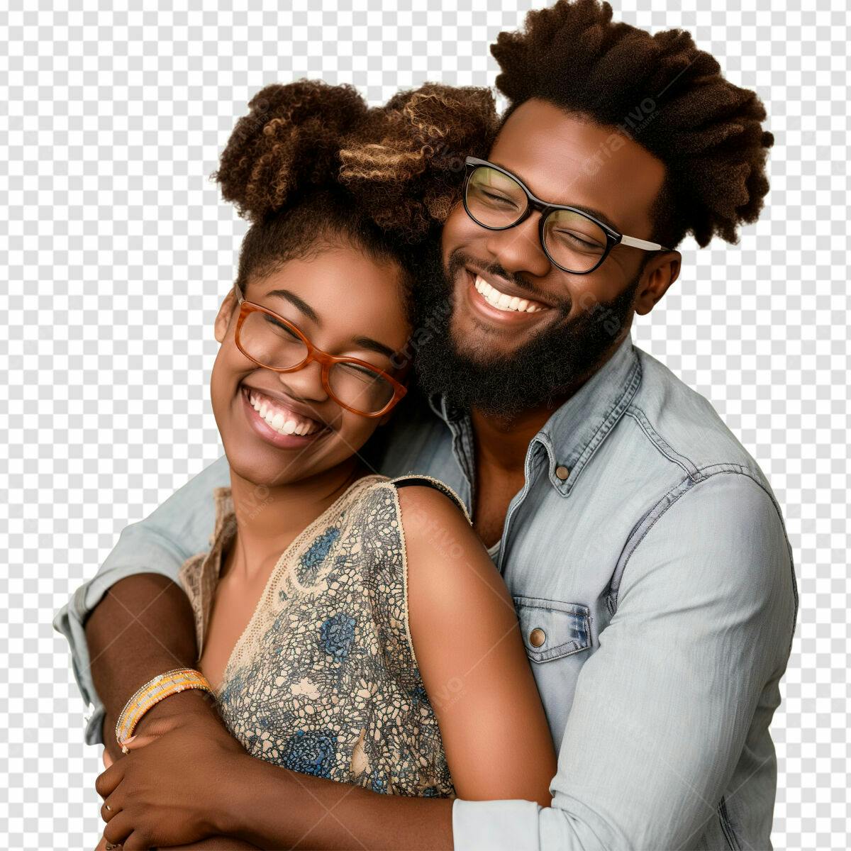 Imagem de Casal Afrodescendente Amoroso PSD Editável