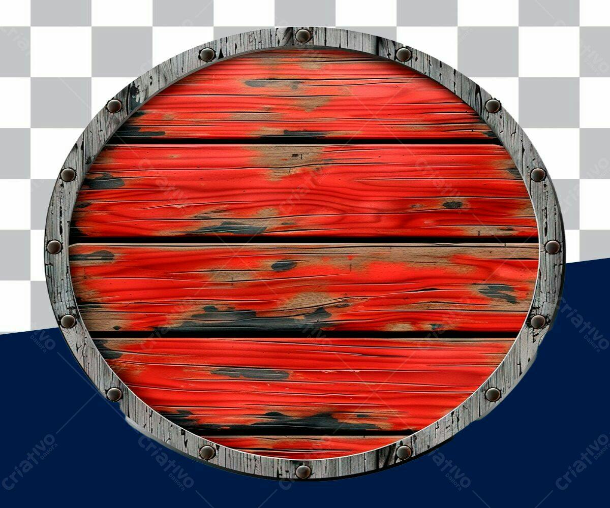 Escudo de Madeira Vermelho PSD Editável