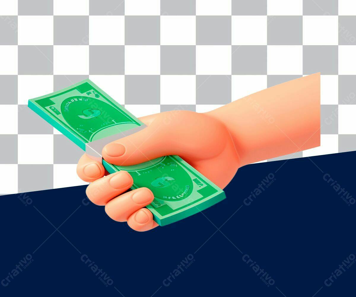 Mão segurando dinheiro PSD Editável
