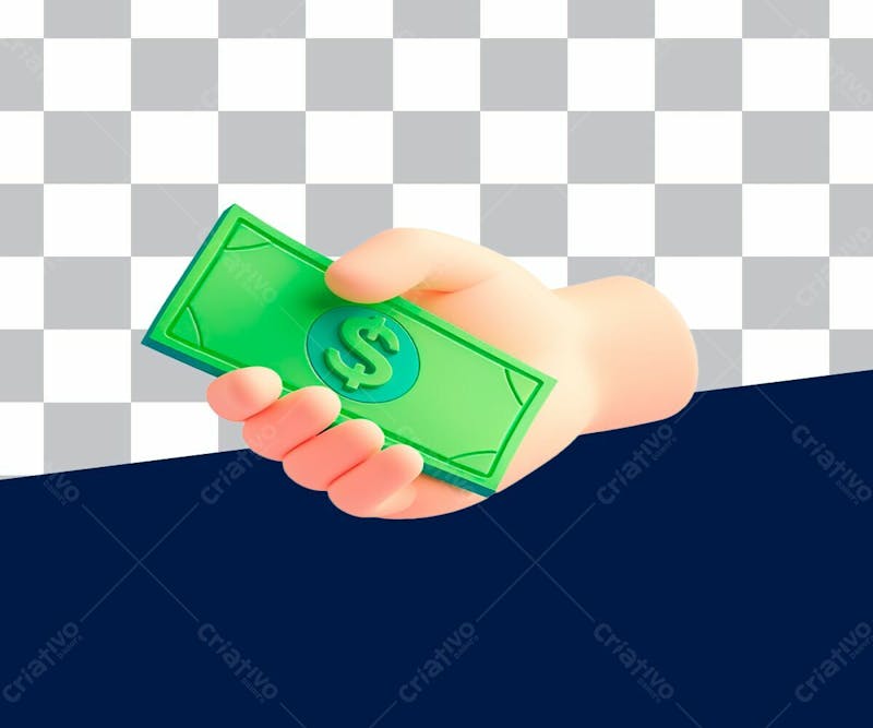 Mão com dinheiro 3d 3