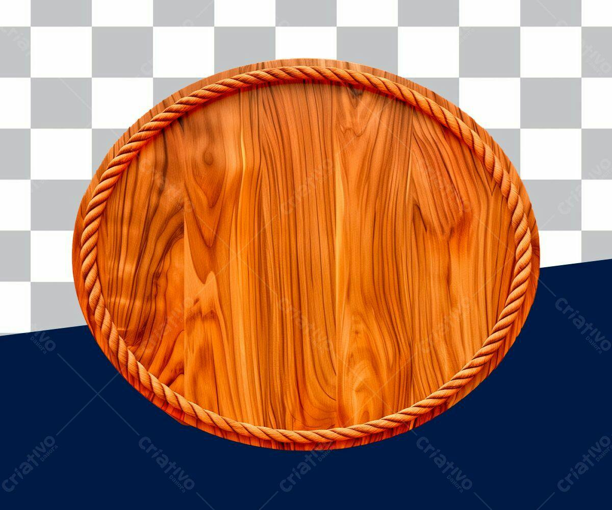 Placa de Madeira com Corda PSD Editável
