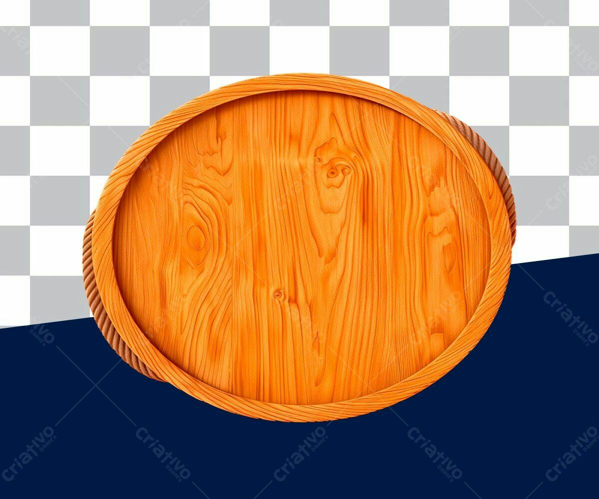Placa de Madeira Redonda PSD Editável
