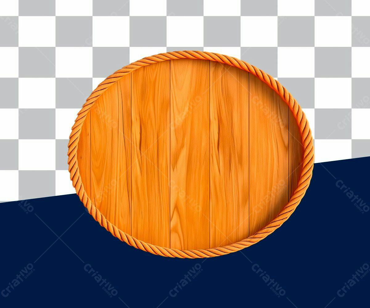 Moldura Circular de Madeira PSD Editável